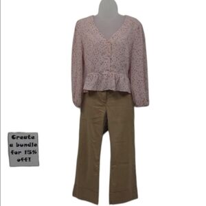 Candie's Floral Print Pendulum Blouse V-Neck Button Front Puffy Sleeve